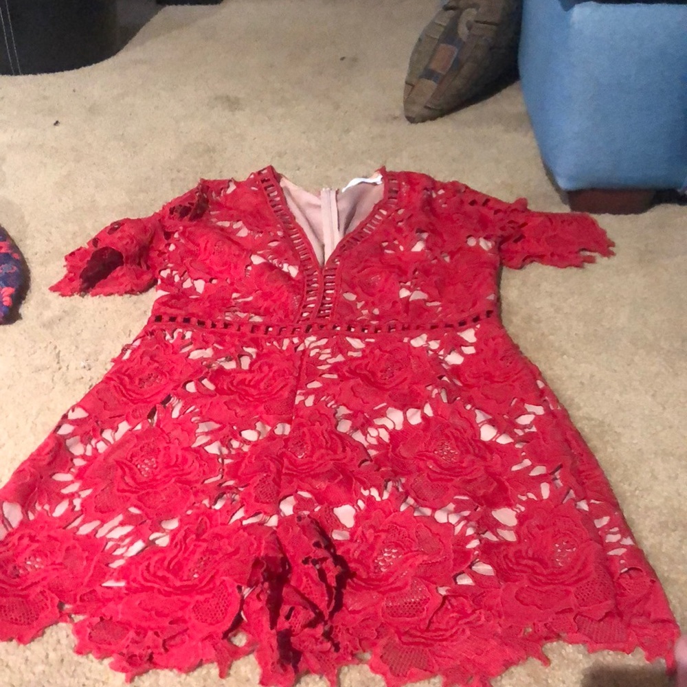 Astr red lace romper